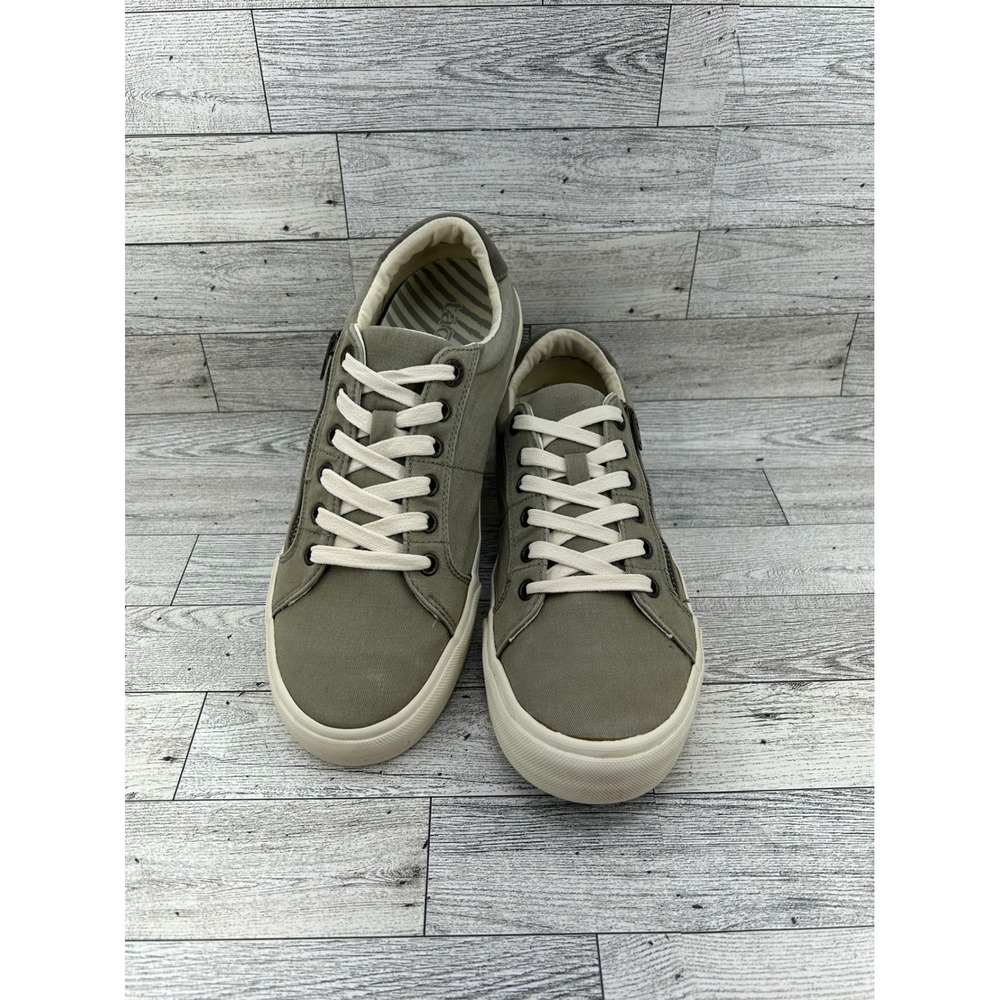 Taos Z-Soul Sage Green Canvas Side Zip Lace Up Sneakers Women Sz 10 ZSL-13672